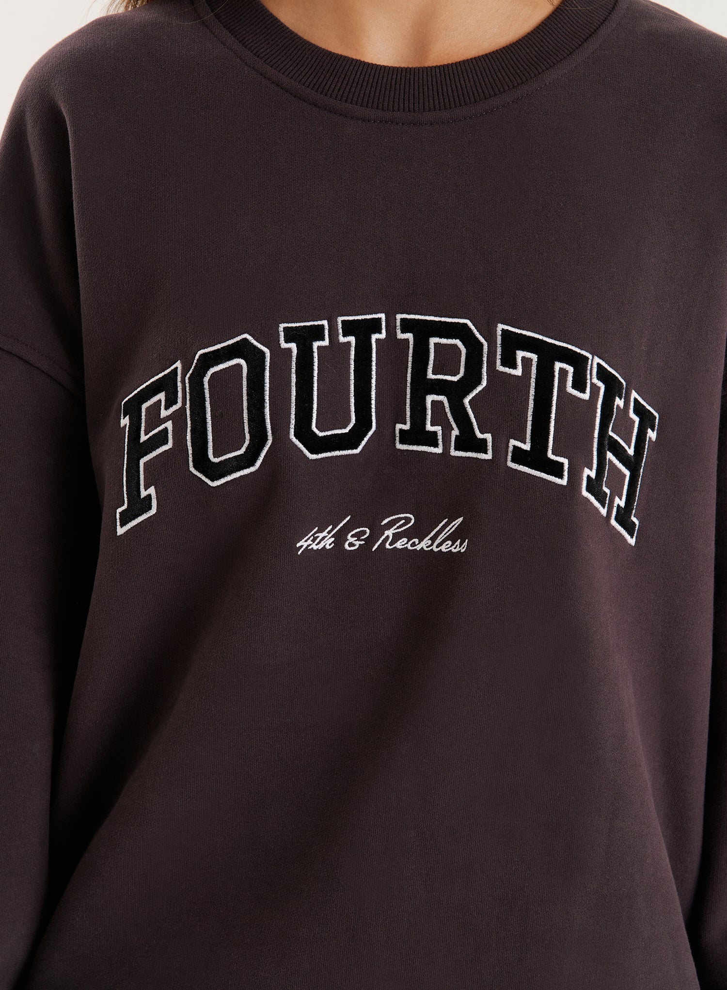 Chocolate Fourth Embroidered Branded Sweatshirt